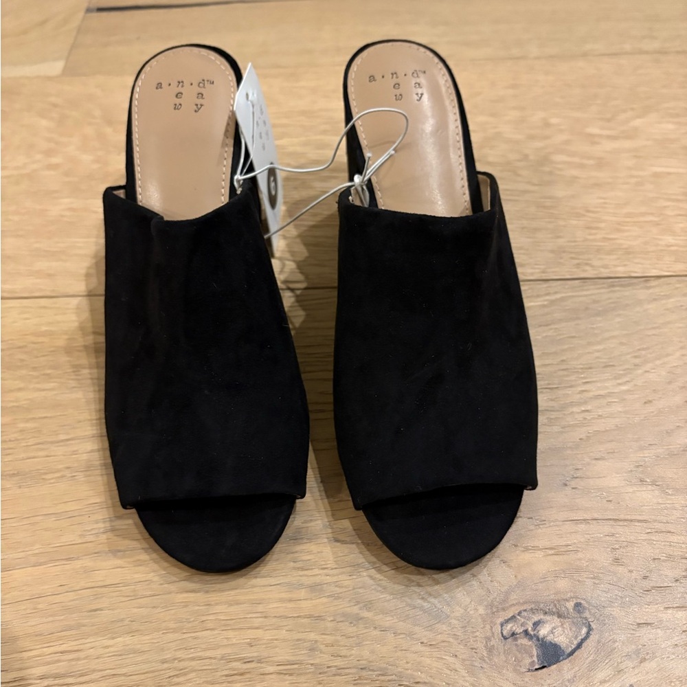 Black Suede Heels NWT